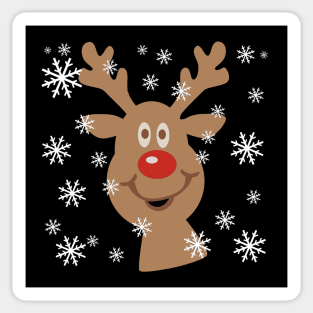 Smiling Christmas Reindeer In The Snow Sticker